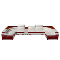 Canapé en cuir moderne simple en forme de U avec audio Bluetooth et fonction de massage pour la maison, le salon, les petits ou les grands appartements