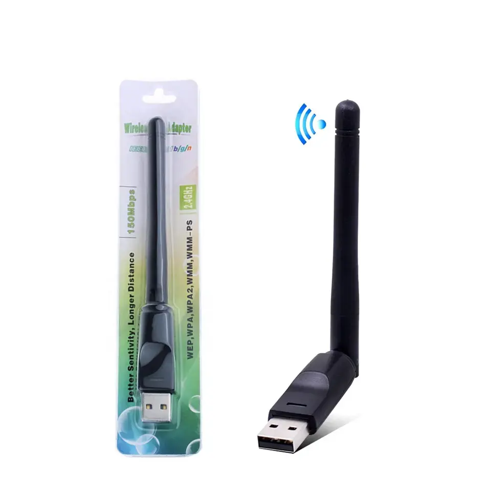 Harga pabrik penjualan terbaik Dongle penerima Wifi USB 150Mbps USB2.0 kartu jaringan adaptor Wifi nirkabel untuk kotak TV komputer MiniPC