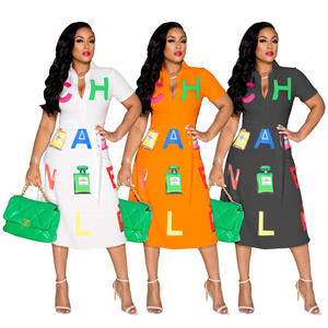 Vestido <span class=keywords><strong>de</strong></span> verano con estampado <span class=keywords><strong>de</strong></span> letras para <span class=keywords><strong>mujer</strong></span>, con cuello abotonado <span class=keywords><strong>ropa</strong></span> Sexy, a la moda, 2022 - Product Image 6