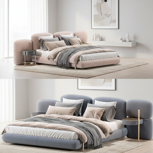 Letto Matrimoniale Minimalista Italiano con Opzioni Multi-misura Origine Guangdong Stile Baxter Letto in Pietra con Rivestimento in Tessuto e Pelle - Product Image 5