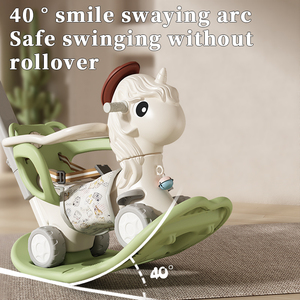 Cheval à bascule 4-en-1 en plastique pour intérieur et extérieur, jouet à chevaucher pour tout-petits, trotteur bébé avec roues - Product Image 4