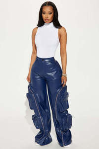 Pantalones BR6075 de Invierno, Estilo Vintage, de PU, Corte Bootcut, con Cremallera, Desmontables, con Múltiples Bolsillos - Product Image 6