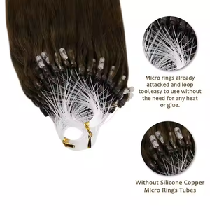 Extensions de cheveux naturels européens vierges, lisses, ombrés <span class=keywords><strong>beige</strong></span> blond, 10-26 pouces, finition naturelle, micro-anneaux, best-seller d'usine - Product Image 5