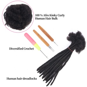 Venta caliente Afro Kinky Human Hair Loc Extensión Ancho (0,3-0,6 cm) Crochet Dreadlock Trenzado de cabello - Product Image 4