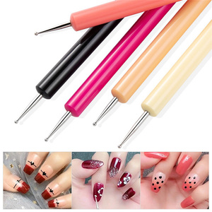 Wellflyer พู่กันทาสีเล็บ5ชิ้น, เครื่องมือทำจุดคริสตัลหัวสองชั้นไนลอนปากกาพลอยเทียม <span class=keywords><strong>NABR</strong></span>-058ขายดี - Product Image 5