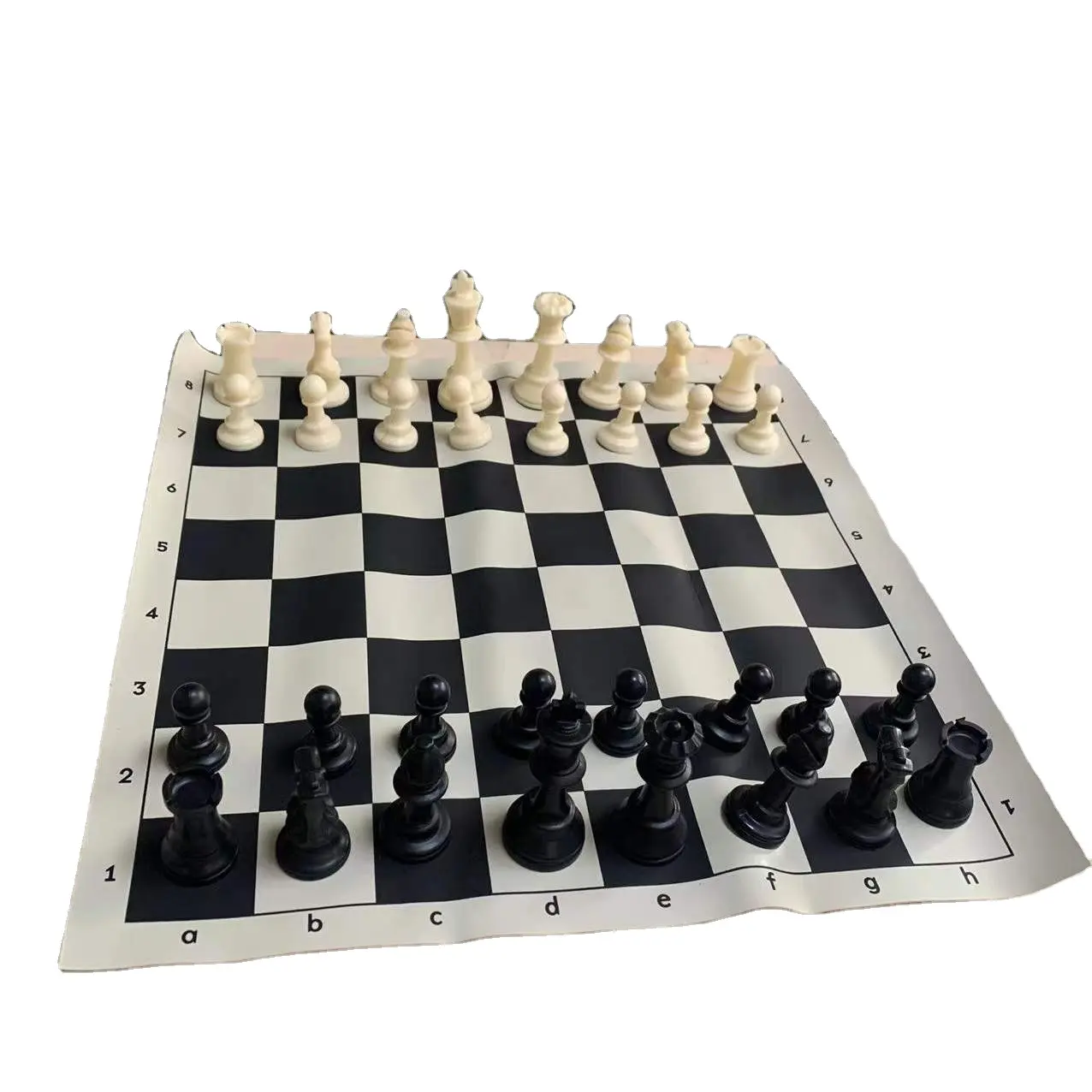 Best Value Tournament Chess Set Filled Chess Pieces and Black Roll-Up Vinyl Chess Board Uniker Brand