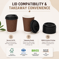 Vaso de Papel Ondulado Resistente a Altas Temperaturas con Base de Soporte Confiable para Cafeterías, Bares de Espresso y Comida para Llevar