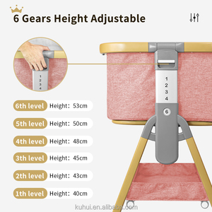 Mesita de noche con 4 bloqueos automáticos y altura ajustable Malla transpirable y colchón <span class=keywords><strong>Cuna</strong></span> de noche para recién nacido - Product Image 5