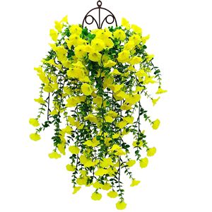 Plante artificielle suspendue Morning Glory, fleurs jaunes en plastique, décoration murale, décoration de mariage, décoration de jardin - Product Image 1