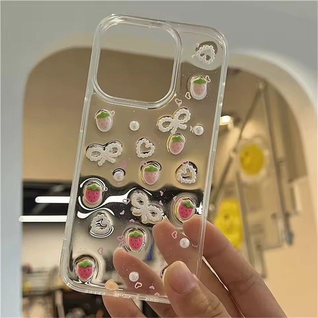 Latest Products Phone Cover for Redmi Note 14/11 Pro/10/11/12/13/9/8 Epoxy Strawberry Ladies Case for Xiaomi Poco X6 Pro/X6/K70E