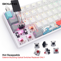 Teclado Skyloong con Tema de Mar Coral, Modelo SK61, Mecánico, Interruptores Ópticos Gateron Marrón/Rojo/Azul/Negro, RGB para Programación
