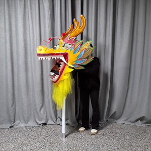 Tête de dragon illuminée par LED avec yeux laser pour spectacle de danse du lion, accessoires décoratifs colorés - Product Image 3