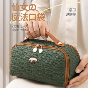 Bolsa de Cosméticos de Gran Capacidad, Impermeable, con Doble Abertura, Boca Ancha, para Viaje, con Asa Suave - Product Image 2