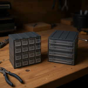 Cajonera de 4 cajones gris oscuro transparente de 20.8x13.2x20.8 cm, armario para herramientas - Product Image 2