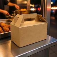 Caja de Papel Kraft Personalizable para Pollo Frito con Asa, Venta al por Mayor, la Más Vendida, Calidad Superior, Desechable y Ecológica para Llevar