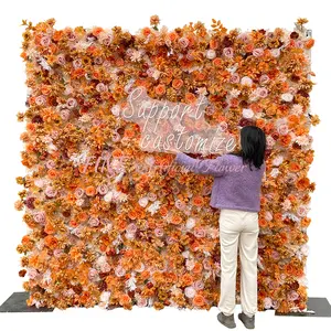 Dinding Pernikahan Simulasi 3D Menggulung Panel Dinding Kain Bunga Buatan untuk Dekorasi