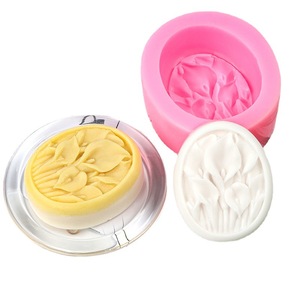 Moule à savon en silicone rose, motif floral ovale, pour gâteau, lys Calla en relief, outil de fabrication de savon artisanal - Product Image 3