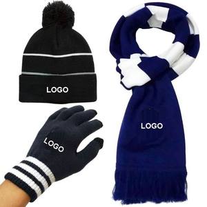 Logotipo personalizado de punto Fans Jacquard Fútbol Bufanda Sombrero Guantes Conjunto - Product Image 5