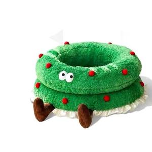 Hot Selling Weihnachts kranz Haustier Bett Selbst erhitzen des Plüsch nest für Katzen Kleine Hunde Warme gemütliche Winter bettwäsche Großhandel - Product Image 5
