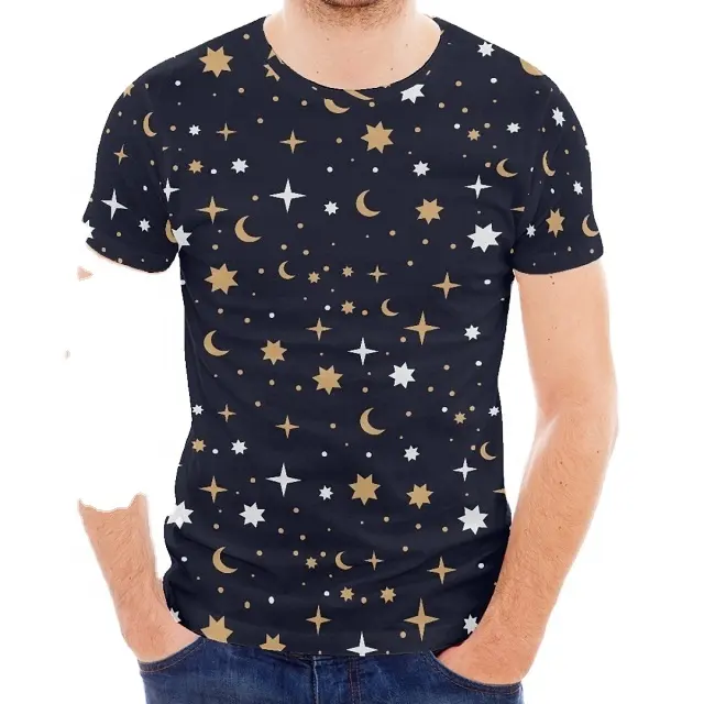 High Quality Men's T- Shirts Summer Short Sleeves Graphics Printed T Shirts Custom Starry Sky Design Men Casual T Shirt for men