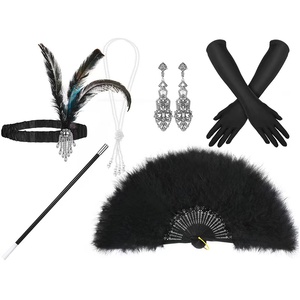 Accessoires pour cheveux, collier, gants et <span class=keywords><strong>porte</strong></span>-<span class=keywords><strong>cigarette</strong></span> pour femmes européennes et américaines, style Gatsby des années 1920 avec plumes - Product Image 2