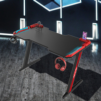 Moderne 120cm RGB lumière LED bureau de jeu en fibre de carbone bureau PC Table de jeu en bois noir PC Table d'ordinateur