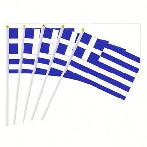Bandera Miniatura de Grecia para Agitar con la Mano, Personalizada, Económica, 100% Poliéster, Impresión Digital, 14x21cm - Product Image 1