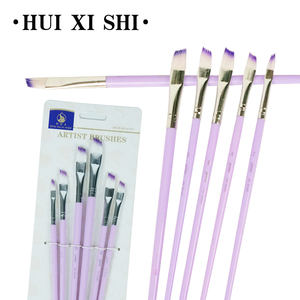 Ensemble de pinceaux à <span class=keywords><strong>peinture</strong></span> acrylique HUIXISHI, 6 pièces, manche en plastique, poils en nylon, virole en métal, pinceaux plats, éventail, angulaires, <span class=keywords><strong>peinture</strong></span> artistique, <span class=keywords><strong>huile</strong></span> - Product Image 6
