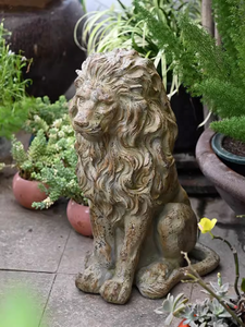 Statue de lion décorative en résine Sculpture animale artisanale en fibre de verre pour jardin et intérieur Statue de lion d'extérieur - Product Image 4