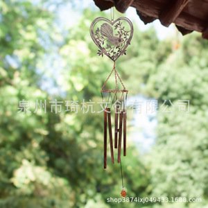 Carillons éoliens en aluminium, tubes métalliques, forme de cœur, motif d'oiseau, décoration extérieure, cadeau - Product Image 2