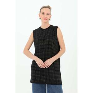 Camiseta sin mangas de punto para mujer con adornos de diamantes de imitación 24S-10525TUN - Product Image 2