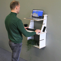 Station de travail de bureau ergonomique réglable en hauteur sans vis Bureau d'ordinateur mural en bois Bureau pour ordinateur portable Table