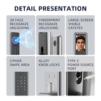 Serrure de porte intelligente UIELOCK C01 Max avec reconnaissance de la veine palmaire, empreinte digitale, reconnaissance faciale 3D, caméra et interphone vidéo Tuya