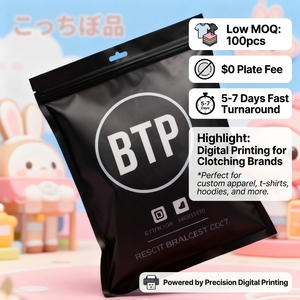 MOQ 100 Free Sample Resealable Zip Lock Cloth Packaging Plastic Black Matte Frosted Slider Three Side <strong>Seal</strong> Zipper <strong>Bag</strong> With Logo - Product Image 4