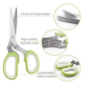 Multi-layers Stainless Steel <b>Kitchen</b> <b>Scissors</b> Scallion Cutter Herb <b>Scissors</b> Grinder Laver Spices Cut 5 <b>Kitchen</b> Salad <b>Scissors</b> - Product Image 5
