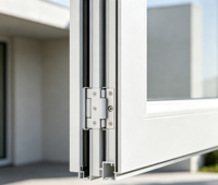 Porte extérieure moderne personnalisée, résistante au vent et durable, en aluminium blanc renforcé, avec verre de confidentialité et joint d'étanchéité