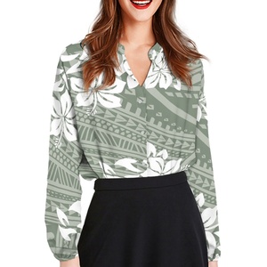 Femmes à manches longues dames décontracté boutonné revers hauts Blouse polynésien traditionnel Tribal <span class=keywords><strong>tatouage</strong></span> imprimer confortable chemise Streetwear - Product Image 5