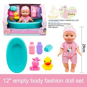 Encantadora <span class=keywords><strong>Muñeca</strong></span> de Plástico de 12 Pulgadas con Cuerpo Vacío y Ojos Abiertos, con <span class=keywords><strong>Bañera</strong></span> y Juguete de Pato <span class=keywords><strong>para</strong></span> el Baño de Simulación de Niños y Diversión de Rol <span class=keywords><strong>para</strong></span> Niños Pequeños - Product Image 2