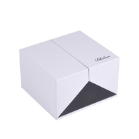 Luxe personnalisé blanc rabat double ouverture porte papier pliable fermeture magnétique montre bijoux bague emballage boîte