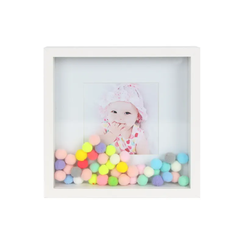 재미있는 아기 사진 프레임 작은 다채로운 공 내부 흰색 Mdf