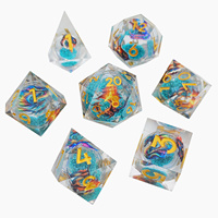 Dés à facettes de luxe faits à la main, bleu éthéré, à noyau liquide, à bords tranchants, pour jeux de rôle D&D