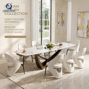 Tavolo <span class=keywords><strong>da</strong></span> Pranzo di Grande Successo con 8 Sedie, Piano in Ceramica Effetto Marmo <span class=keywords><strong>da</strong></span> 12mm, Set <span class=keywords><strong>da</strong></span> Pranzo Estensibile Economico <span class=keywords><strong>per</strong></span> Arredamento Moderno - Product Image 2