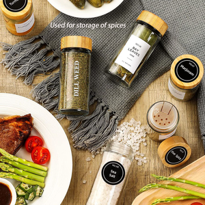 Một Bộ 12Pcs Gia Vị Lọ Với Nhãn Gia Vị Container Thủy Tinh Lưu Trữ Chai Với Nắp Tre Cho Gia Vị Và Gia Vị - Product Image 4
