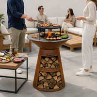 Barbecues au charbon de bois d'extérieur robustes avec plancha de cuisson pour jardin et fêtes en plein air