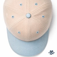 Casquette de baseball unisexe bicolore, calotte crème, visière bleu poudré, en coton brossé, réglable, à six panneaux, vente en gros