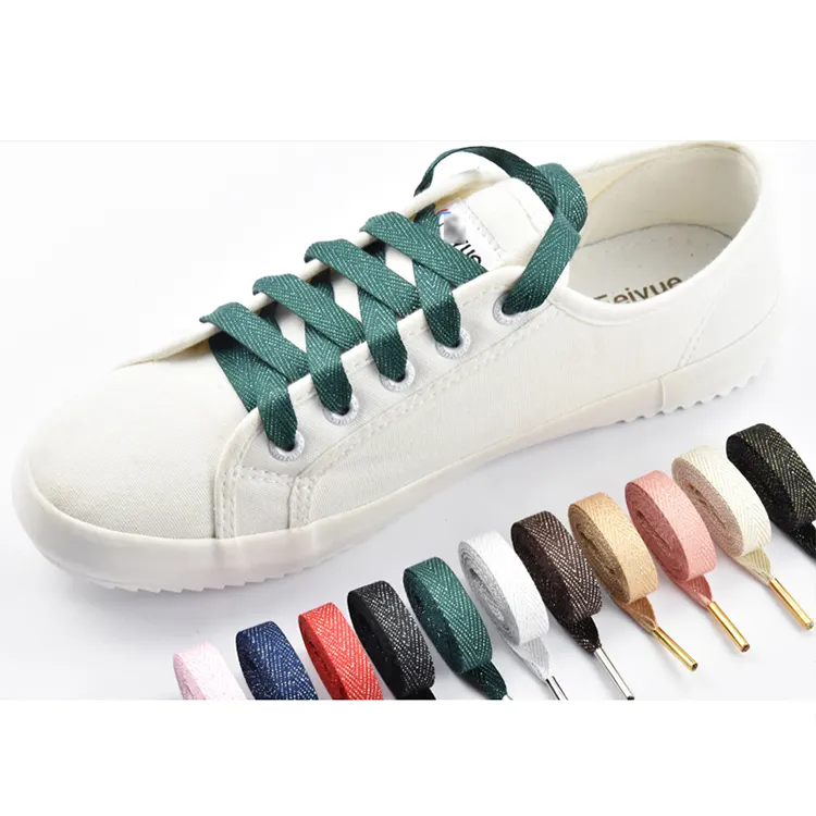 Shoes Accessories Customized Wholesale Metallic Yarn Flat Fashion shoelaces With Metal Wire for lacing up shoes