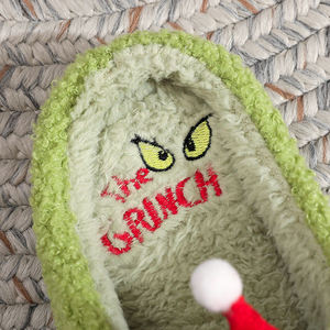 Chaussons d'intérieur en fourrure pour couples, style dessin animé Grinchmas Green <span class=keywords><strong>Grinch</strong></span>, design de Noël, en stock, prêts à être expédiés - Product Image 4