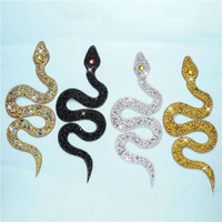Patch décoratif DIY pour vêtements, en strass brillant, diamant, serpent, cristal transparent, écologique, luxe, transfert thermique, adhésif à chaud