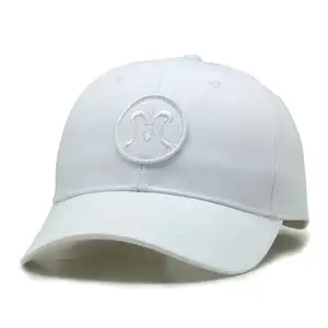 Chapéu de beisebol com 5 painéis para desenho de algodão branco Gorras, boné para esportes ao ar livre, logotipo bordado Oem, desenho BSCI