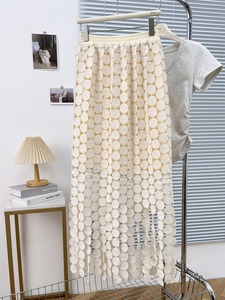 Gonna Lunga da Donna Tinta Unita con Vita Naturale e Nappe Rotonde Traforate - Product Image 6